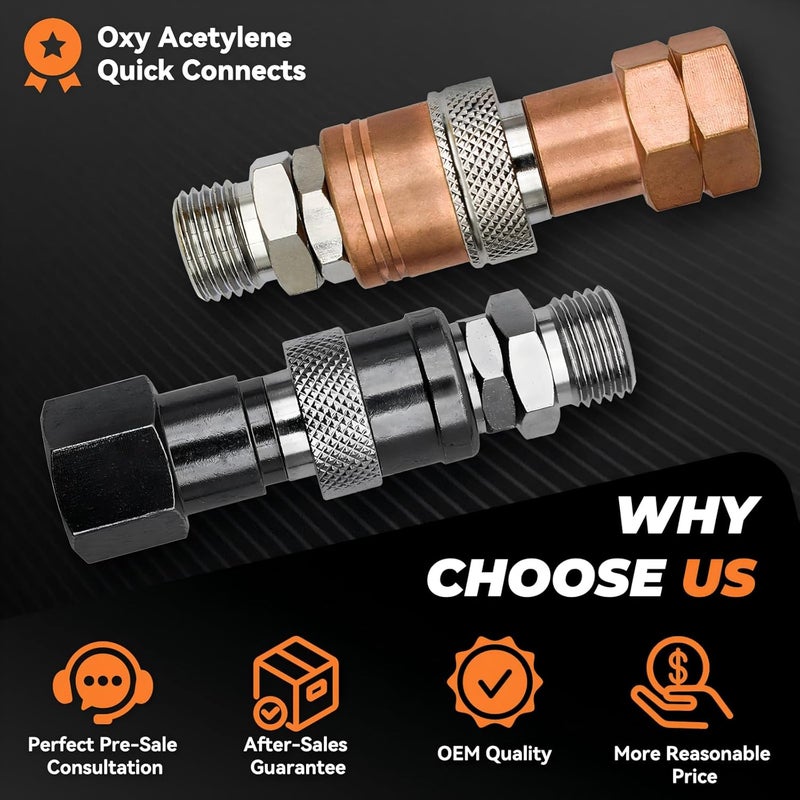 YBMTE Oxy Acetylene Torch Quick Connects Fittings | Upgraded QDB10 Set with Check Valves | Fit 9/16"-18UNF B | Heavy-duty Safe and Durable leak-proof Design |Special Corrosion-Resistant Materials|OEM - Image 4